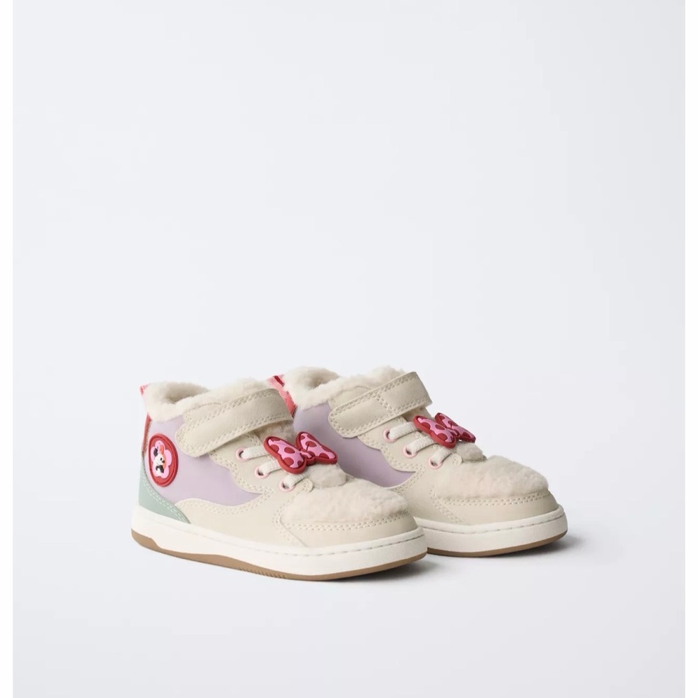 Zara Disney Mini Mouse Fleece High top sneakers so 8